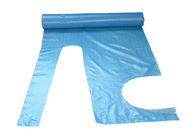 Μπλε ποδιά Eco PE χρώματος μίας χρήσης φιλικό με την ομαλή/επιφάνεια αποτύπωσης σε ανάγλυφο